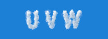 Letters Made Of Clouds On A Blue Background, U V W, Uppercase Fonts