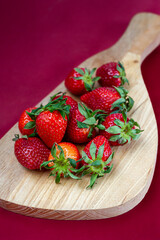 Wall Mural - Strawberries on wood