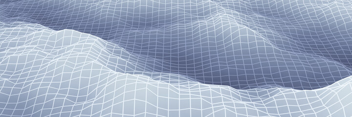 3d rendered gray topographic mountain grid.