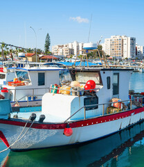 Canvas Print - Marina fishing boats Larnaca Cyprus