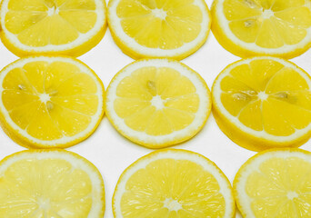 Wall Mural - yellow lemons photographed macro shooting on a white background