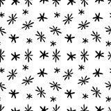 Fototapeta  - Seamless abstract vector pattern black and white cosmic simple stars on a night sky background