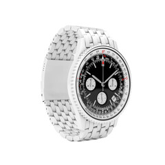 Poster - Luxury Classic Analog Men's White Wrist Watch in Clay Style. 3d Rendering