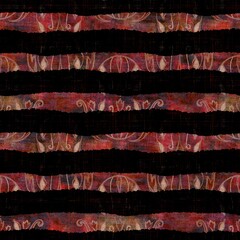 Sticker - Seamless dark block print stripe background. Boho ethnic soft furnishing fabric style. Tie dye painterly decorative pattern textile. Painterly blur striped raster jpg swatch all over print.