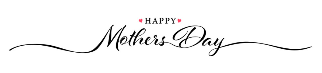 Wall Mural - Happy mothers day hand drawn lettering isolated illustration vector