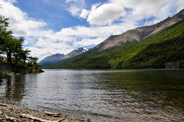 lake in the mountains in a beautiful day