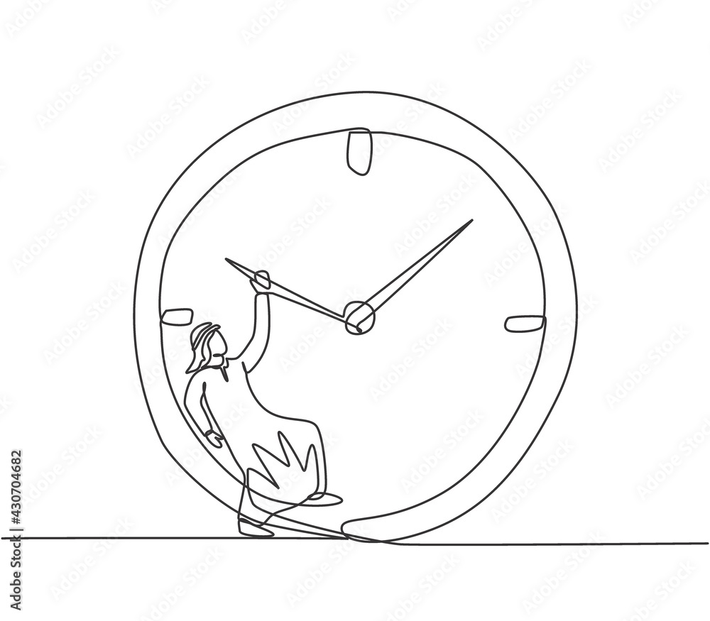 Vector de Stock Continuous one line drawing young Arab male worker ...