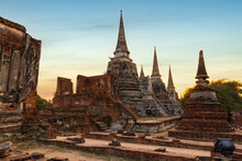 The Ancient Ruins Of Wat Phra Si Sanphet Temple In Ayutthaya Historical Park, Ayutthaya