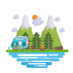 Sticker - camping camper lake