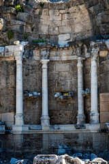 Wall Mural - An antique ruined city of columns.Ruin. View of the ancient city in Side, Turkey.