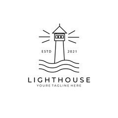 Poster - light house logo line art vector illustration design