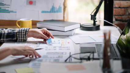 ux designer creative Graphic planning application development for web mobile phone or computer. User experience concept