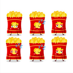 Sticker - Cartoon character of potato chips with sleepy expression