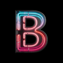 Neon Light Alphabet B With Clipping Path.