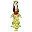 © roomyana - Asian beauty. Animation portrait of a beautiful girl in ancient national clothes and jewelry. Central Asia. Full growth. Vector illustration isolated. White background.