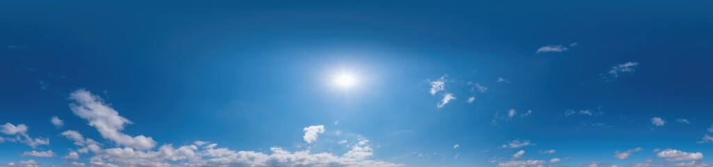 Wall Mural - blue sky panorama with cirrus clouds in seamless spherical equirectangular format. full zenith for u