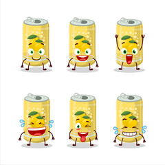 Wall Mural - Cartoon character of lemon soda can with smile expression