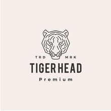 Tiger Head Hipster Vintage Logo Vector Icon Illustration