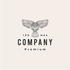 Wall Mural - owl monoline outline hipster vintage logo vector icon illustration