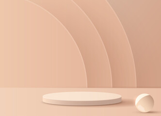 Wall Mural - cosmetic brown background minimal and premium podium display for product presentation branding and p