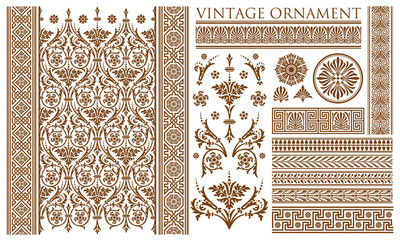 Wall Mural - vintage ornament set. decorative frames and borders.