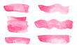 Watercolor Pink Brush Stroke Set Isolated
