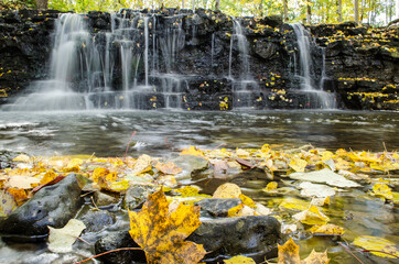 Sticker - Long exposure waterfall on small river Ivande in Renda, Latvia