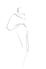 Wall Mural - Woman, model in dress. Fashion illustration in sketch style. Vector