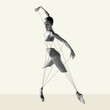 Leinwandbild Motiv Modern design, contemporary art collage. Inspiration, idea, trendy urban magazine style. Ballet dancer like puppet on pastel background