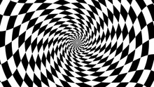 Hypnotic Checker 4k Background. Optical Illusion Psychedelic Background Pattern.