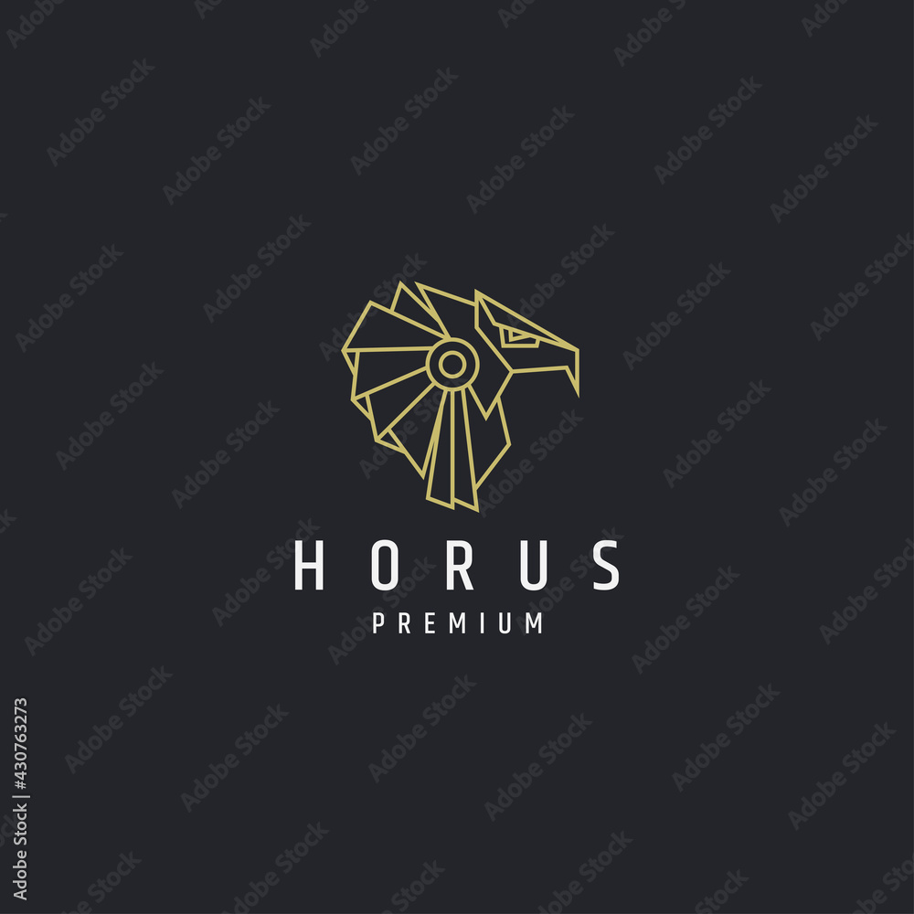 Ancient Horus egyptian goddes mono line logo icon design template ...