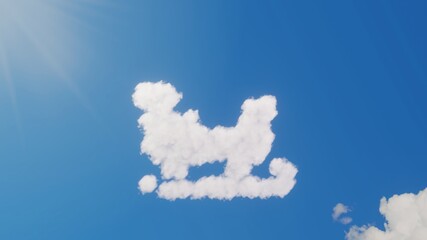 Canvas Print - 3d rendering of white clouds in shape of symbol of sleigh on blue sky with sun