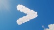 © Destrosvet - 3d rendering of white clouds in shape of symbol of greater than on blue sky with sun
