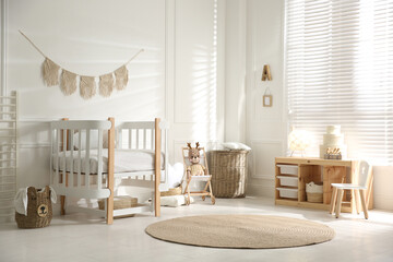 Poster - baby room interior with stylish furniture and toys