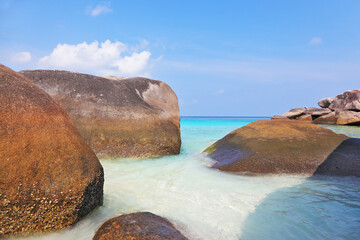 Wall Mural - The huge rocks and soft white sand beach