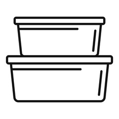 Poster - Plastic box stack icon, outline style