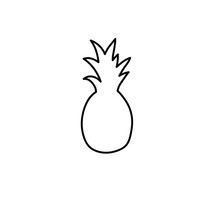 Vector Isolated Pineapple Ananas Contour Line Drawing. Pineapple Shape Silhouette Stencil Template