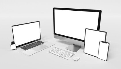 Wall Mural - Isolated Devices Mockup - 3d rendering.