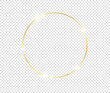 © bebuntoon - Gold shiny glowing frame with shadows isolated on transparent background. Golden luxury vintage realistic rectangle border. illustration - Vector