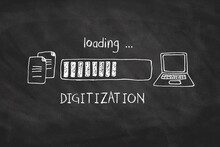 Concept Of Digitalisation Pictured On A Chalkboard