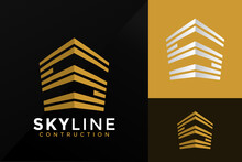 Gold City Building With Initial Letter S, Golden Real Estate Apartment With S Monogram Luxury Elegant Logo Design