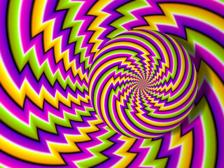 Canvas Print - Colorful background with rotating sphere. Spin illusion.