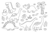 Fototapeta Fototapety na ścianę do pokoju dziecięcego - Cute dinosaur outlines in cartoon style. Kids coloring book illustrations. 
