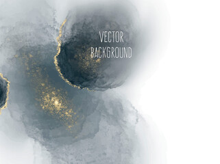 Wall Mural - Vector watercolour horizontal universal background with gold glitter	
