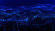 © VIKTOR - Abstract data background with the movement of luminous particles. Digital technology. 3D rendering.