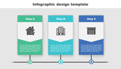 Canvas Print - Set House with key, and Garage. Business infographic template. Vector