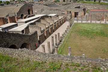 Ancient Pompeii is a vast archaeological site, once a thriving and sophisticated Roman city, it was buried under meters of ash and pumice from the catastrophic eruption of Mount Vesuvius in 79 AD