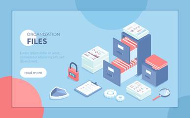 Wall Mural - file organization service. document archiving concept. organized data storage system. drawers with f