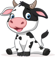 Cute Cow Cartoon Illustration