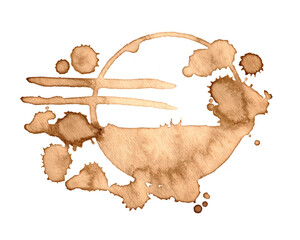 Poster - Coffee or tea circle spots. Coffee time. Illustration for cafe menu. Dirty cup splash three rings stain or coffee stamp